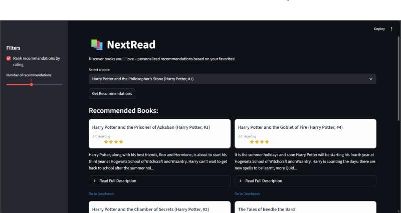 NextRead – Book Recommendation Engine